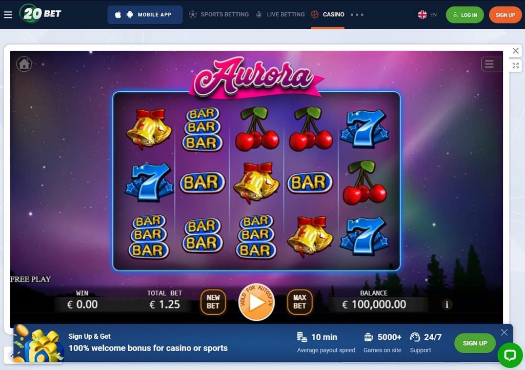 Play Aurora Slot at 20Bet Casino
